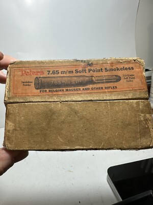 RARE  peters 7.65m/m soft point smokeless BELGIAN MAUSER AND OTHERS  Empty Box