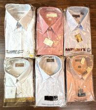 Vintage NOS Lot 6 Mens Dress Shirts Size 17 XL Van Heusen Anthony's 70s 80s
