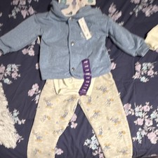 Disney Mickey Mouse Boys 24M 3-Piece Blue Hooded Jacket Pants Bodysuit Set