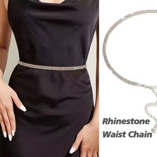 Dresses Sparkly Rhinestone Waist Chain Belt Adjustable Shiny Women Body Jewelry