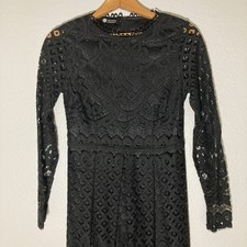 Little Trendsetter Black Lace Dress Womens XXS Lined Classic Quiet Luxury Event