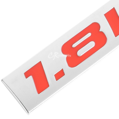 3M TAPE ON METAL EMBLEM DECAL LOGO TRIM BADGE POLISHED CHROME RED 1.8L 1.8 L - Foto 2 di 3