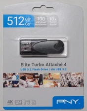 PNY - Elite Turbo Attache 4 512GB USB 3.2 Flash Drive 4K Ultra HD BRAND NEW