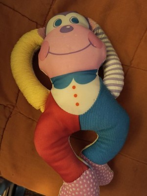 Playskool 1986 Baby Touch 'Ems Monkey Rattle, colorful, soft, safe for infants