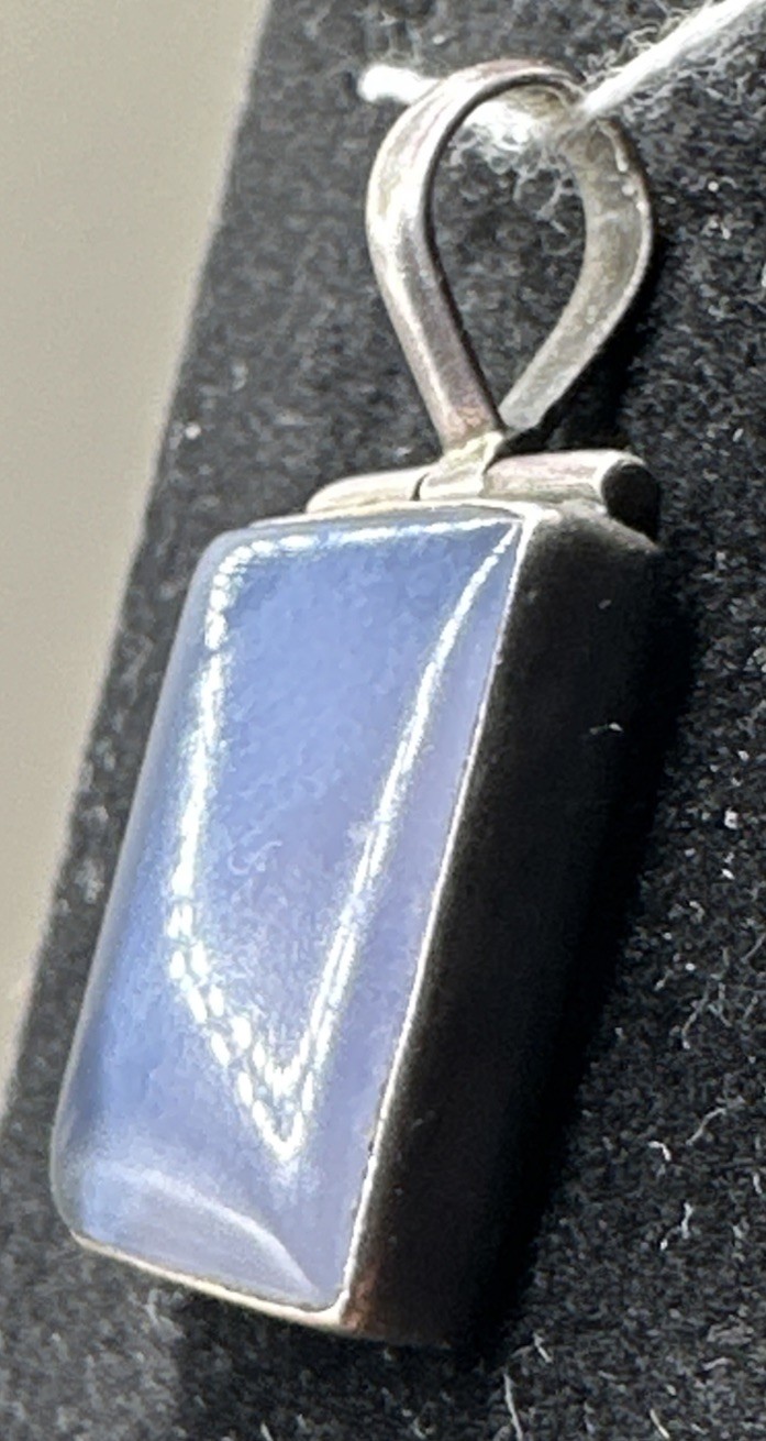 Sterling Silver 16.8mm Rectangular Moonstone Pend… - image 2
