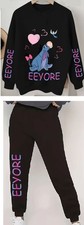 Winnie Pooh Eeyore I-Aah Esel Zweiteiler Jogging Hausanzug schwarz 38 40 42 NEU