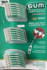 Gum Soft Picks Advanced Mint Dental Care Floss 180 Tooth Picks  Travel Case
