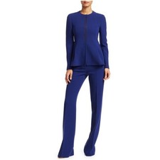 AKRIS PEPLUM JACKET & FARRAH WOOL WIDE LEG TR...