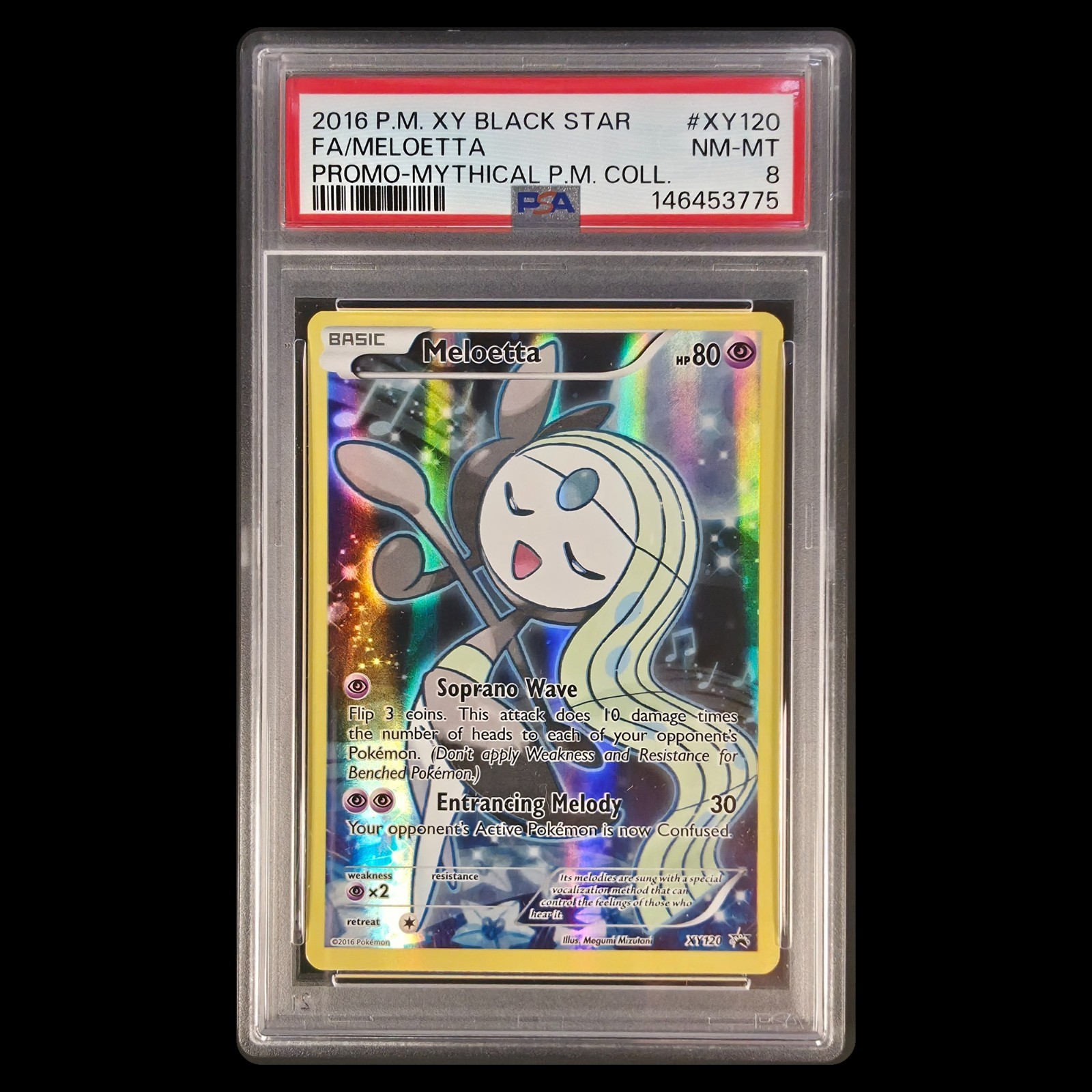2016 POKEMON XY MYTHICAL POKEMON COLLECTION #XY120 FULL ART/MELOETTA PSA 8