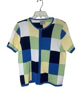 Vintage Colorblock Full Zip Knit Top PM Academia Nerdy Preppy Y2K Allison Daley