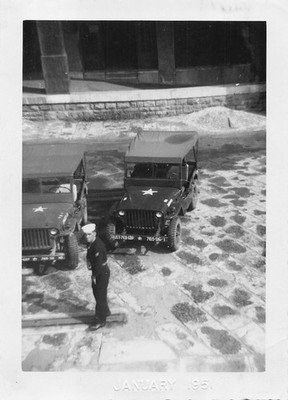 Vintage US Navy Sailor Jeeps 1951 Photo Dress Blue White Cap Handsome Smile