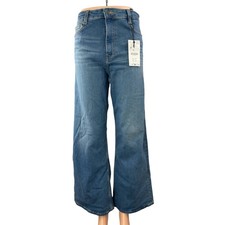 NEW Zara Blue High Rise Cropped Baggy Trouser Wide Leg Denim Jeans Pants Size 6