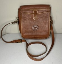Vintage Dooney  Bourke All Weather Leather Esquestrian Saddle Bag Crossbody Tan