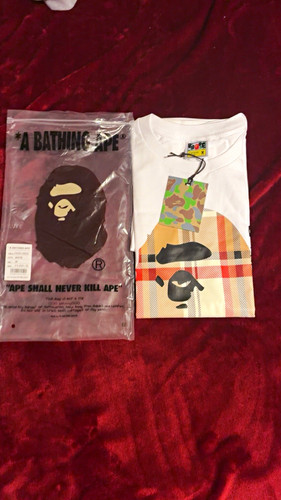 A Bathing Ape BAPE White Ape Head Graphic Print Cotton Jersey Tee Men’s M