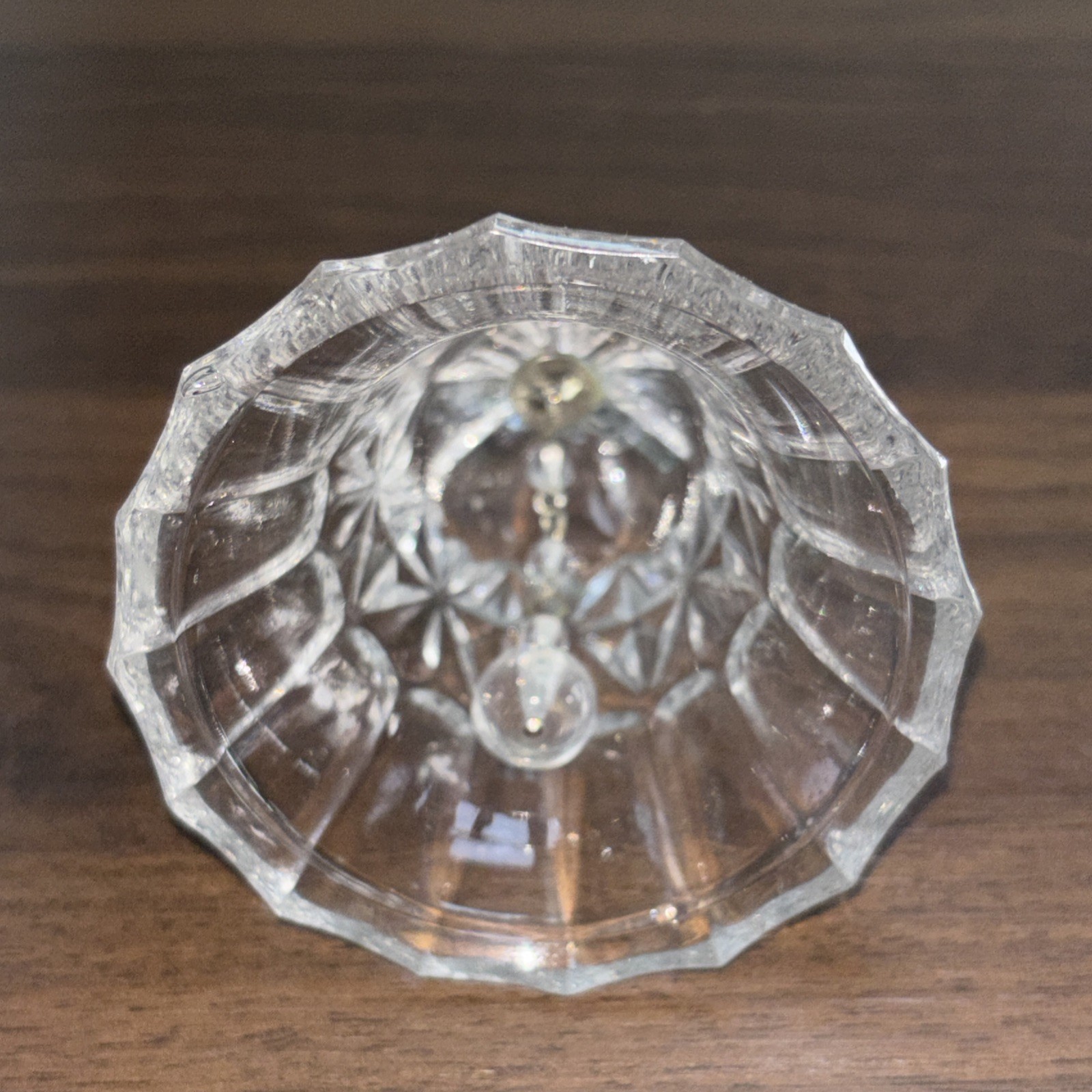 Vintage Bird Handle Clear Glass 24% Lead Crystal  Dinner Bell Cut