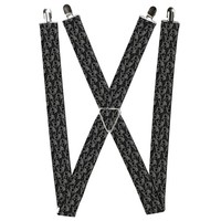Buckle-Down Suspenders, Skull Yard Black Gray 1.5-Inch Wide Regular (Us Import)