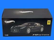 Hot Wheels Elite Ferrari F12 1:43 Scale Black Diecast Replica Sports Car Model