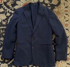 J Crew Ludlow Moon Wool Cotton Navy Blue Mens Blazer Jacket Sport Coat 36S Slim