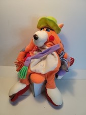 Krumples Play Group 1985 Inc Dog Orange And Purple Reversible Plush 0487
