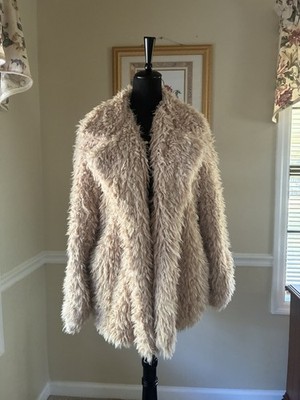 Thread & Supply Tan Faux Fur Long Coat Women s Size Medium