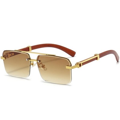 PORADAY Rimless Sunglasses for Men Women Vintage MM, A1 Gradient Brown