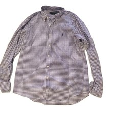Polo Ralph Lauren Men's M Purple Check Cotton Long Sleeve Button-Down Shirt