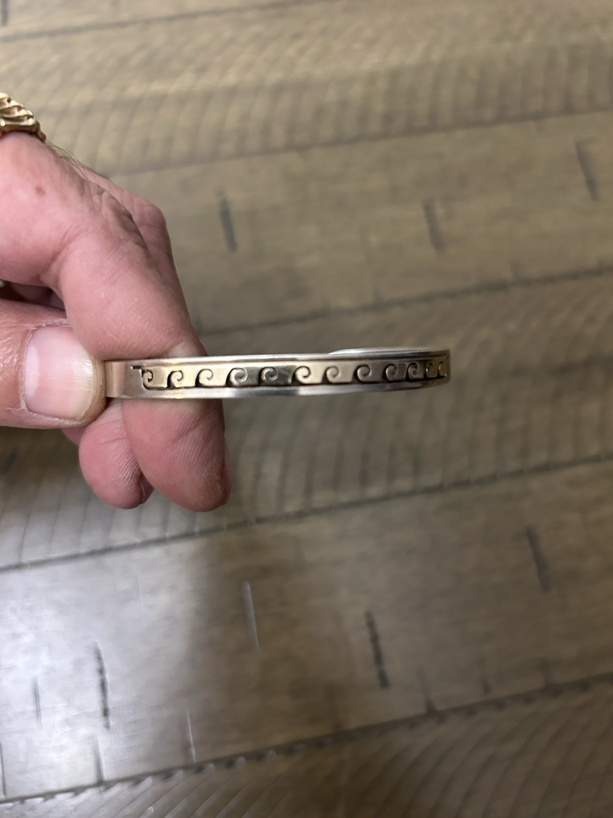 Native American Bear Bangle Sterling Silver 14kt … - image 1