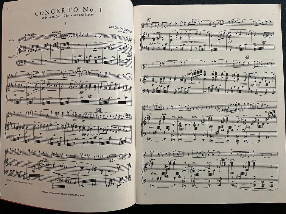 Prokofiev Violin Concerto No. 1, Op. 19 International Edition - Image 2 of 4