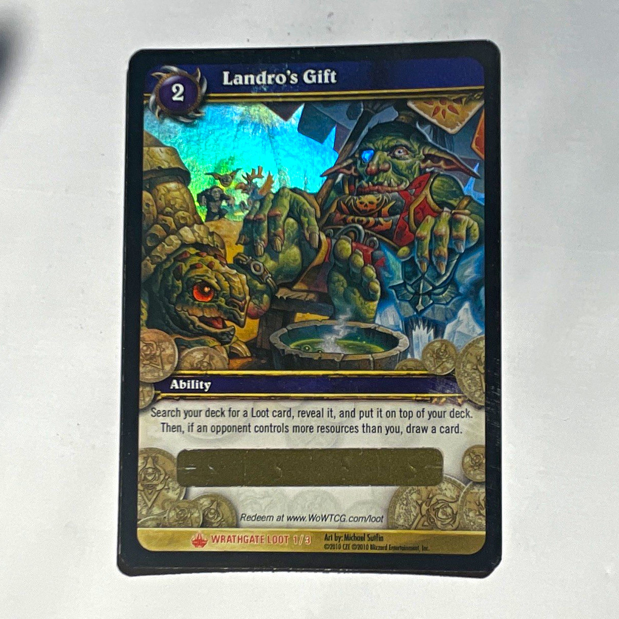 World of Warcraft TCG Wrathgate Loot Landro's Gift Holo Unscratched Unused Code