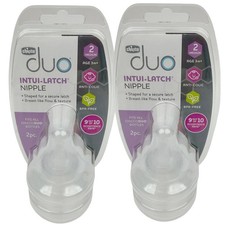 Chicco Duo 2 Medium Intui-Latch Baby Bottle Nipple Anti-Colic Valve 2pk NEW