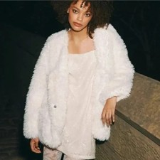 Free People Mini Dress Size M White Retro Babe Sparkle Sequin RRP:148$!