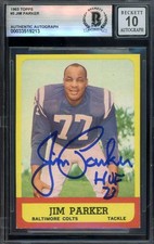 Jim Parker Gem Mint 10 Beckett BAS Signed 1963 Topps Autograph
