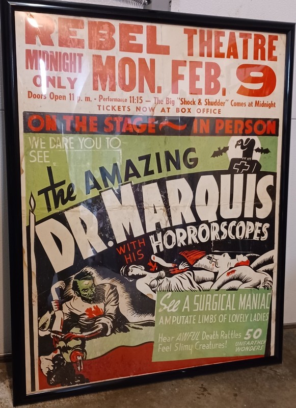 SPOOK SHOW DR.MARQUIS WITH HIS HORRORSCOPES 1943 Original 22x28, See Details!