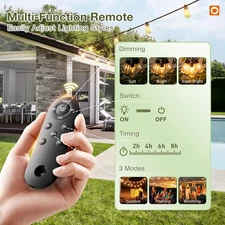 54FT Solar String Lights 16 LED Waterproof Dimmable Remote USB Patio Garden Yard