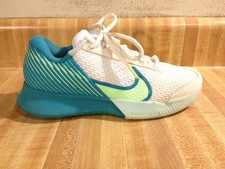 Nike Womens 5M Court Air Zoom Vapor Pro 2 White Teal Low Top Lace Up Sneakers