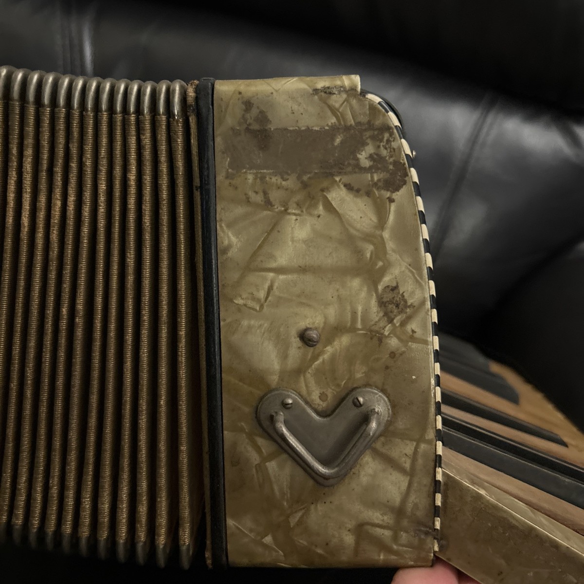 Vintage Silvertone Accordion Ivory Made In Germany Works - Keys