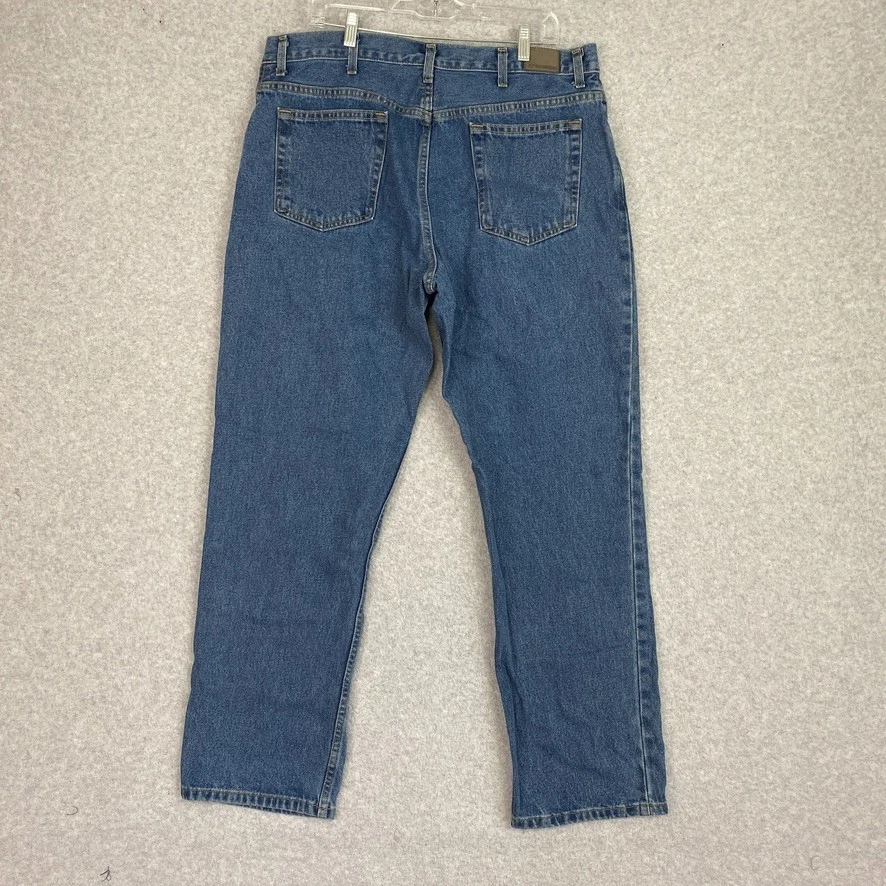 Pantalones de mezclilla Outdoor Life para hombre 38x32 azul recto 100 % algodón lavado medio Foto 4 de 4