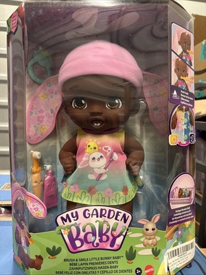 Mattel My Garden Baby brush and smile little Bunny  Afro American baby Doll Rare
