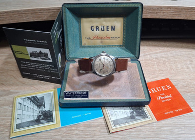 1950 GRUEN AUTOWIND BUMPER 32mm Chronometer 1/5'' Sec Cal 460 BOX PAPERS SERVICED