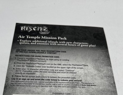 Risen 2 Dark Waters PS3 PlayStation 3 Air Temple Mission DLC Unused