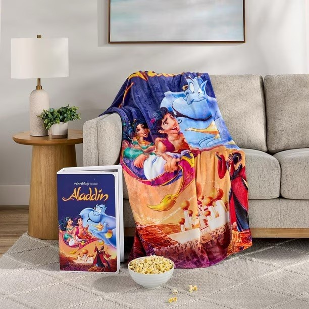 Disney's Aladdin Retro VHS Boxed Silk Classic Throw Blanket 50