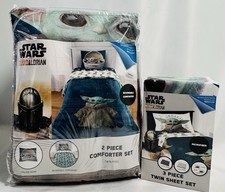 NEW 5 PC Star Wars The Mandalorian Twin/Full Comforter/Sham Twin Sheet Set