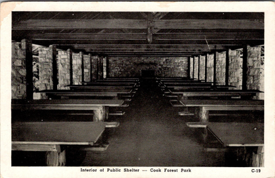 #ad Interior of Public Shelter Cook Forest Park 1953 Vintage Postcard TP4 3 $9.50