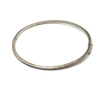 Sterling Silver 925 Hinged Bangle Bracelet Pave CZ Sparkle Classic