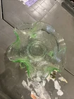 candy nut dish green depression glass footed vintage Vaseline Uranium scalloped