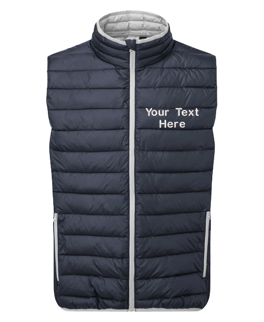 Chaleco Acolchado Gilet Personalizado Bordado A Medida, Unisex, Negro/Azul