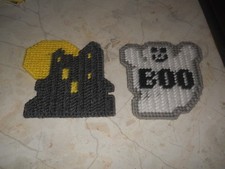HANDMADE PLASTIC CANVAS HALLOWEEN MAGNETS SET OF 2