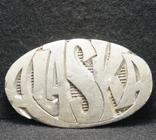 WE13151 SWEET VINTAGE 1981   ALASKA   STATE COMMEMORATIVE PEWTER BELT BUCKLE