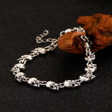 Skull Chain Bracelet Jewelry Silvery Gothic Punk Dark-Themed Death