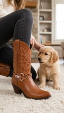 Women Brown Metal Boot Chain Bracelet Anklet Shoe Scorpion Charm HAndmade In USA